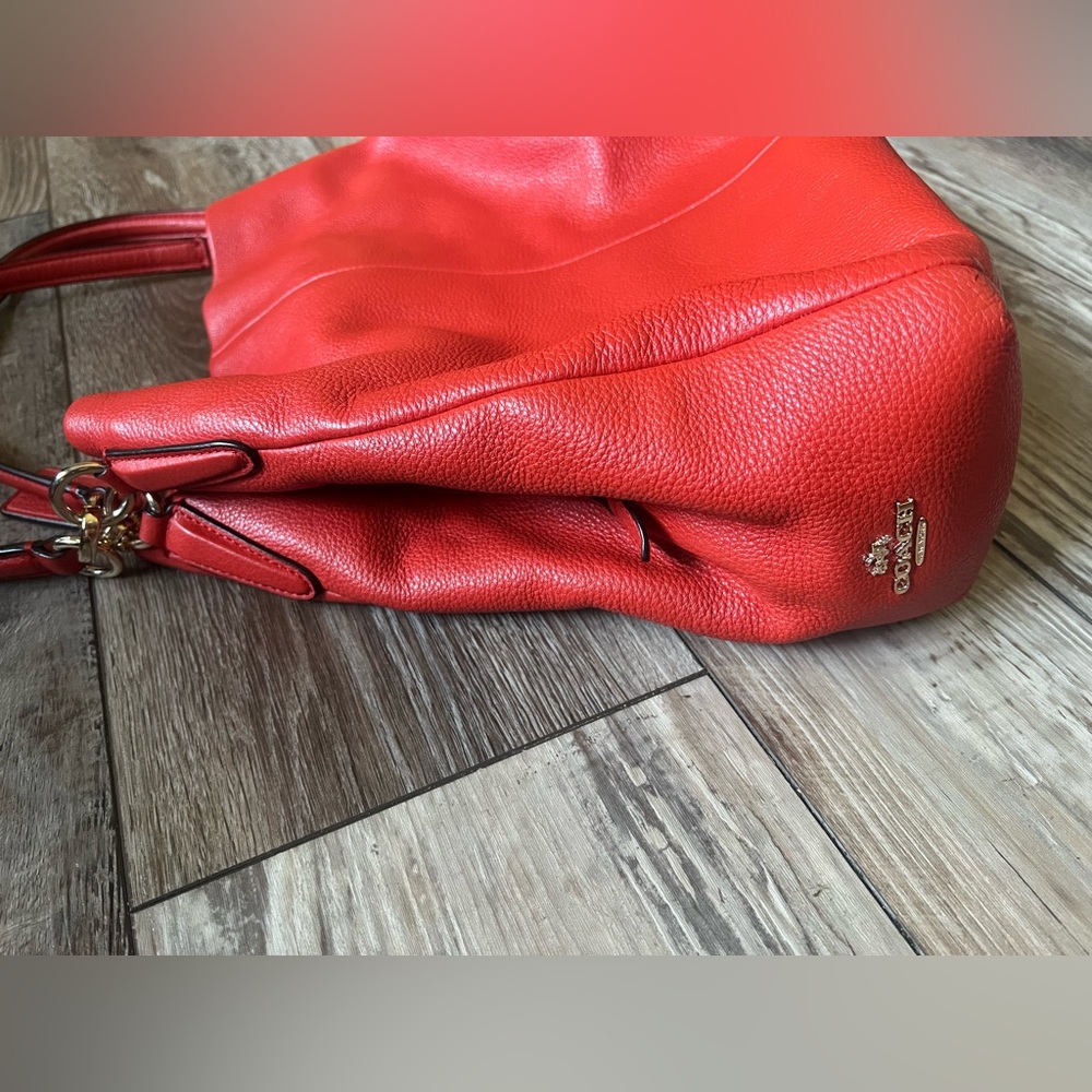 COACH Madison Phoebe Tumbled Cardinal Red Leather 3 Section Shoulder Bag - Picture 5 of 16
